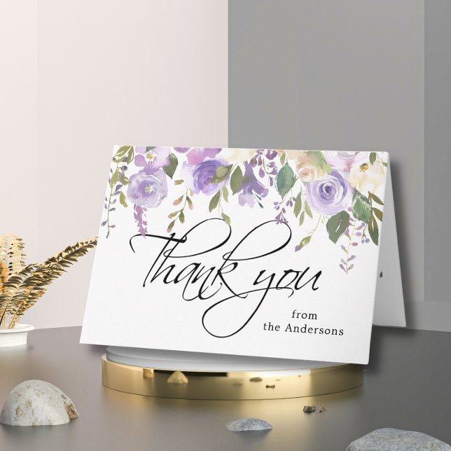 Floral Lavender Funeral Sympathy Thank You Photo Card (Creator Uploaded)