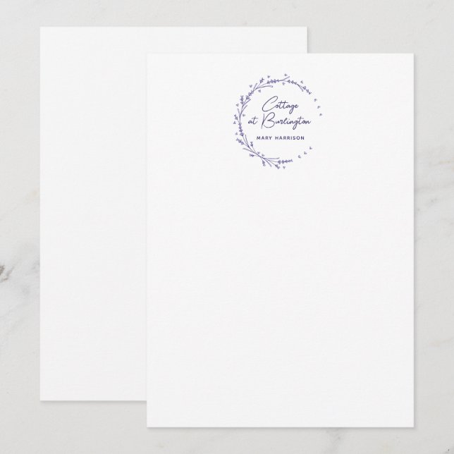 Floral Lavender Hearts Wreath Card (Front/Back)