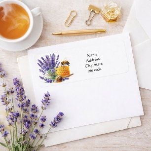 Floral Lavender Honey Bee Return Address Label