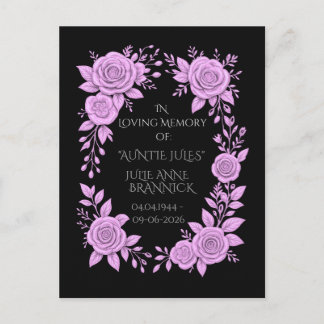 FLORAL LAVENDER. IN LOVING MEMORY KEEPSAKE,  POSTCARD