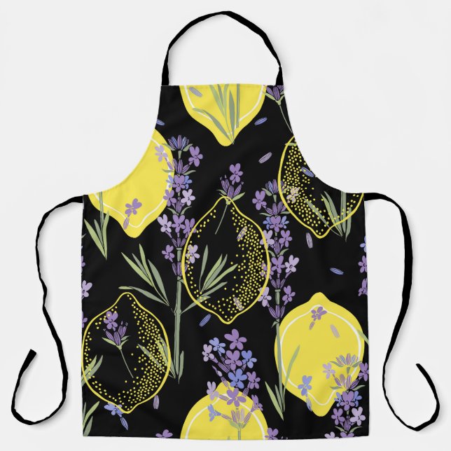 Floral Lavender Lemons Vintage Illustration Apron (Front)