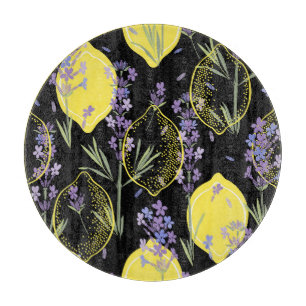 Floral Lavender Lemons Vintage Illustration Cutting Board