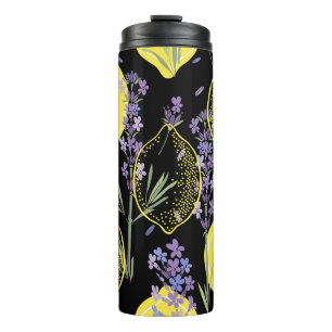 Floral Lavender Lemons Vintage Illustration Thermal Tumbler