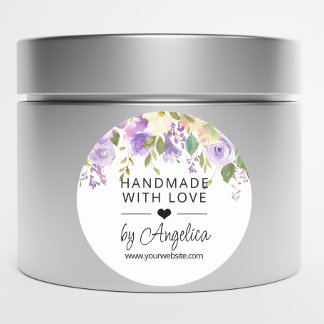 Floral Lavender Lilac Small Business Handmade Love Classic Round Sticker