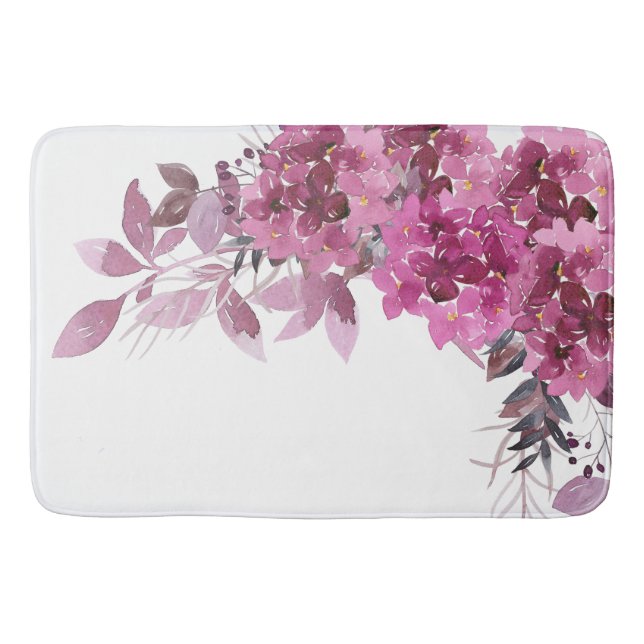 *~* Floral Lavender Magenta Hydrangea Romantic Bath Mat (Front)