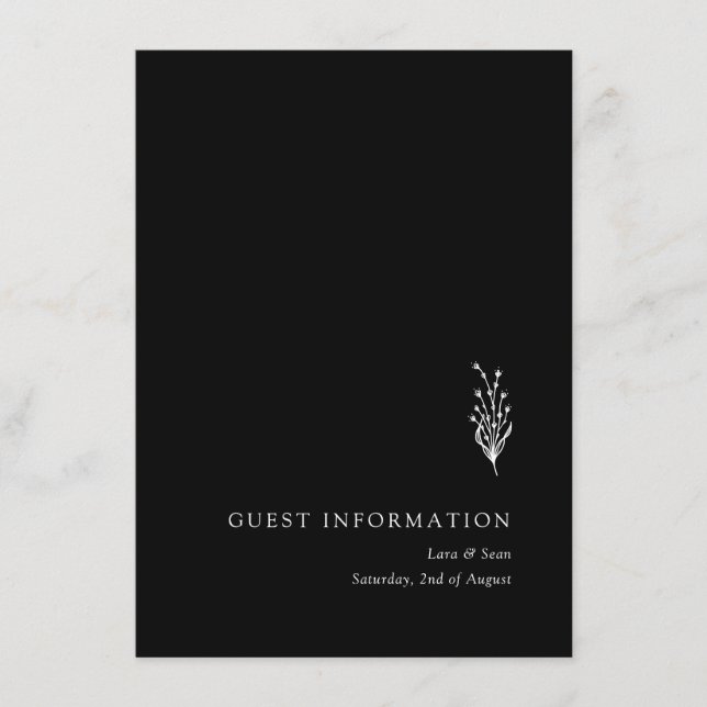 Floral Lavender Modern Minimalist Black and White  Enclosure Card (Front)