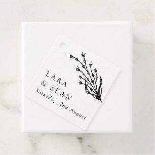 Floral Lavender Modern Minimalist Black and White Favour Tags