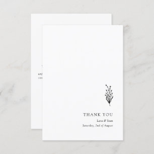 Floral Lavender Modern Minimalist Black and White  Thank You Card