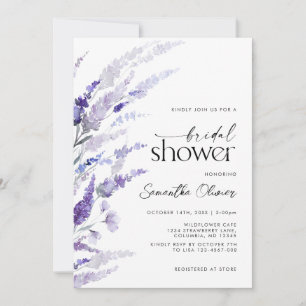 Floral Lavender Purple Modern Garden Wedding Invitation