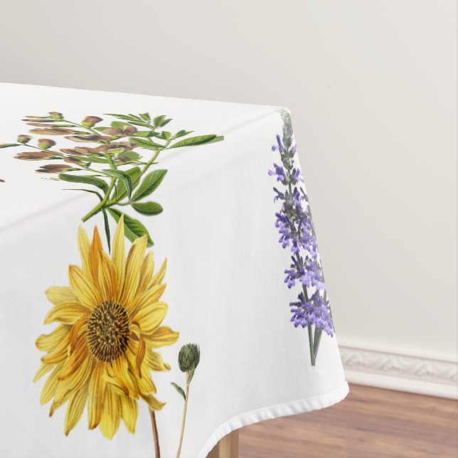  Floral Lavender Sunflower Greenery  Tablecloth (In Situ)