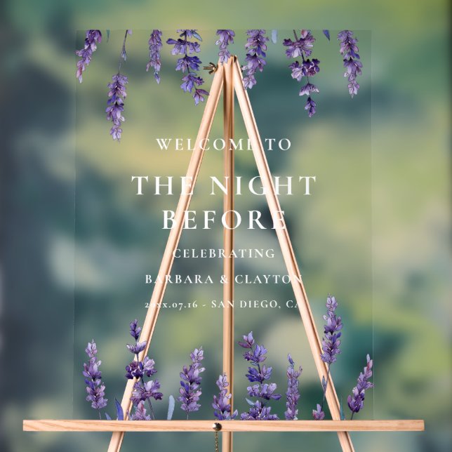 Floral lavender The night before welcome Clear Acrylic Sign (Neutral)