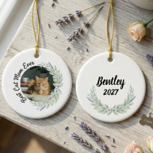 Floral Lavender Watercolor Cat Mum Gift Keepsake