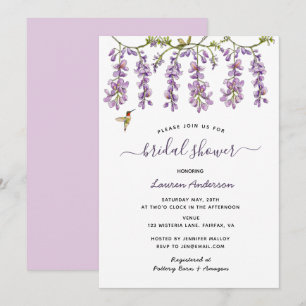 Floral Lavender Wisteria Bridal shower Announcement