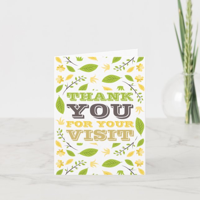 Floral Leaf, Customer Thank You Card (Front)