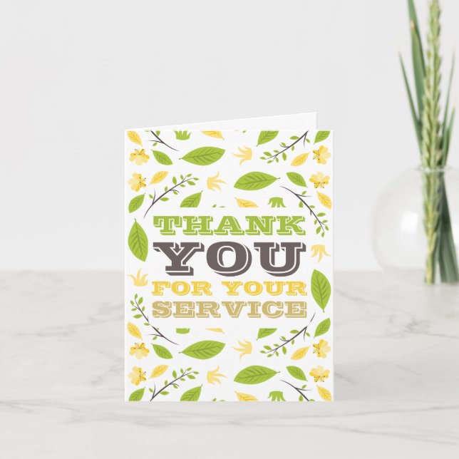 Floral Leaf, Employee Thank You Card (Front)