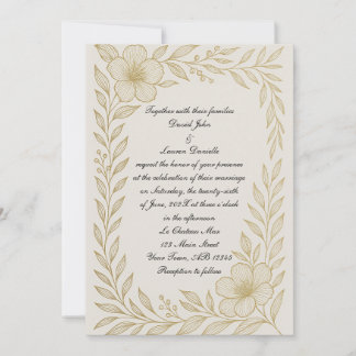 Floral Leaf Photo Wedding Invitation