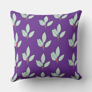 Floral Leaf Purple Decorative  Cushion