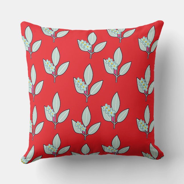 Floral Leaf Red Decorative  Cushion (Back)