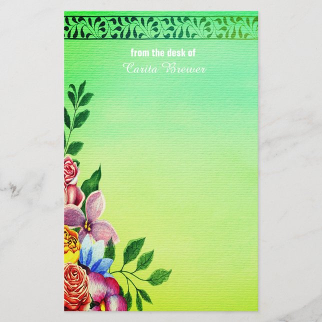 Floral Leaf Stationery (Front)