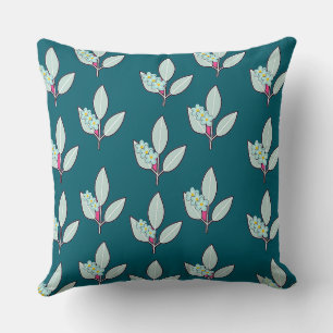 Floral Leaf Teal Cushion