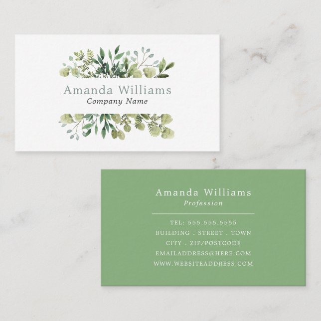 Floral Leafy Frame, Floral Business Card (Front/Back)