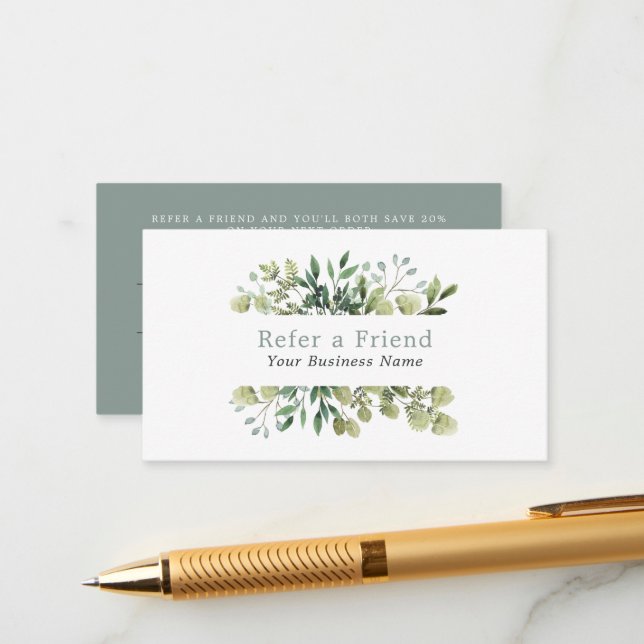 Floral Leafy Frame Referral Card (Front/Back In Situ)