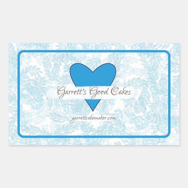 Floral Leaves and Hearts Rectangular Sticker (Front)