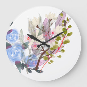Floral Leaves Art – Elegant Flowers and Botanical Large Clock