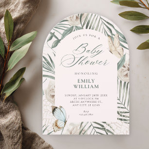 Floral leaves baby shower invitation