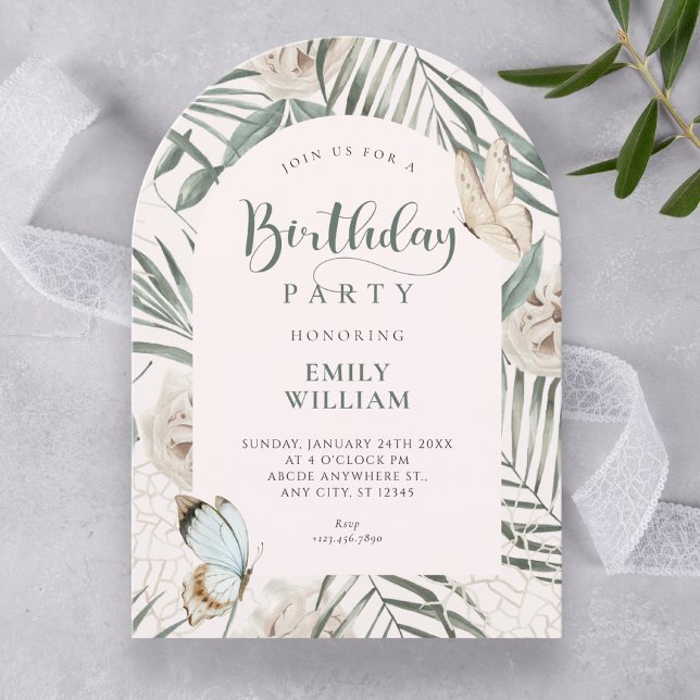 Floral leaves birthday invitation (Creator Uploaded)