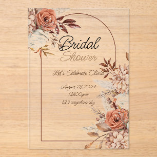 Floral leaves fall bridal shower invitation 