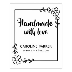 Floral leaves frame handmade custom site rubber stamp
