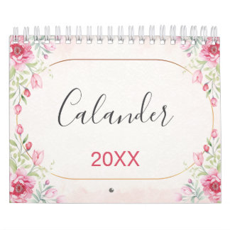 Floral, Leaves Gold Design Calendar