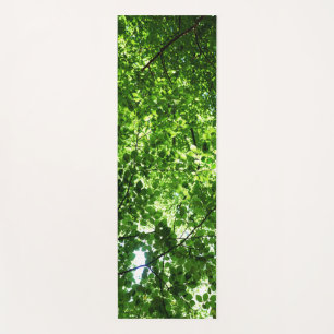 Floral leaves green yoga mat