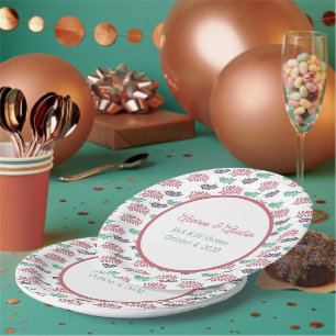 Floral Leaves Jack and Jill Shower Paper Plate