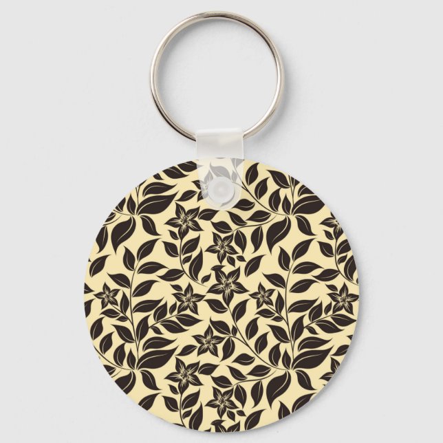 Floral Leaves Pattern-23756 Key Ring (Front)