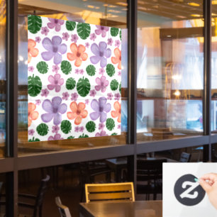 Floral Leaves Pattern Aesthetic Seamless Botanical Window Cling
