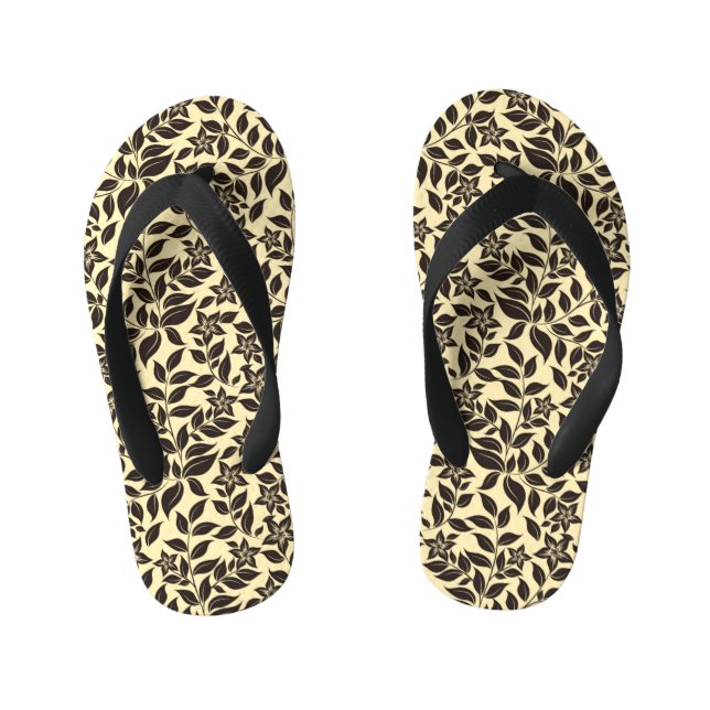 Floral Leaves Pattern Kid's Flip Flops (Footbed)