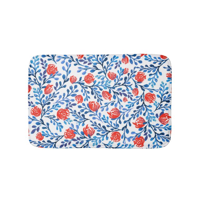 Floral Leaves: Seamless Nature Pattern Bath Mat (Front)