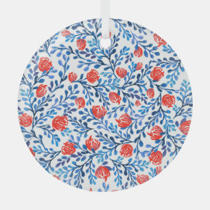Floral Leaves: Seamless Nature Pattern Glass Tree Decoration