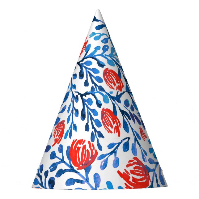 Floral Leaves: Seamless Nature Pattern Party Hat (Front)