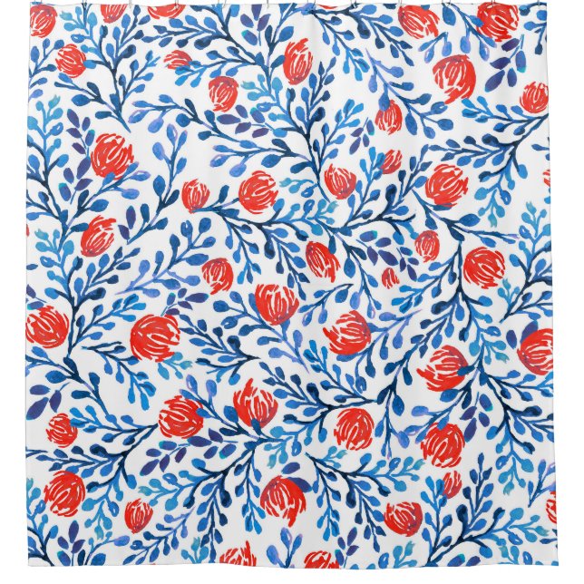 Floral Leaves: Seamless Nature Pattern Shower Curtain (Front)