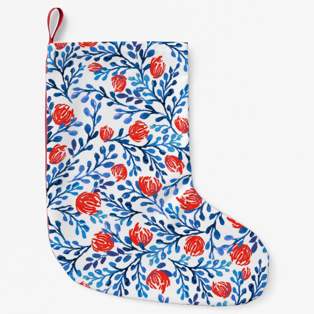 Floral Leaves: Seamless Nature Pattern Small Christmas Stocking (Front)