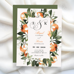 Floral leaves watercolor wedding  invitation