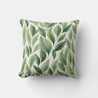 Floral Leaves with A Solid Green Back Design Cushion