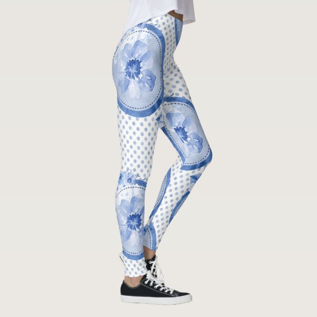 Floral Leggings blue Flower Print Legging pattern (Right)