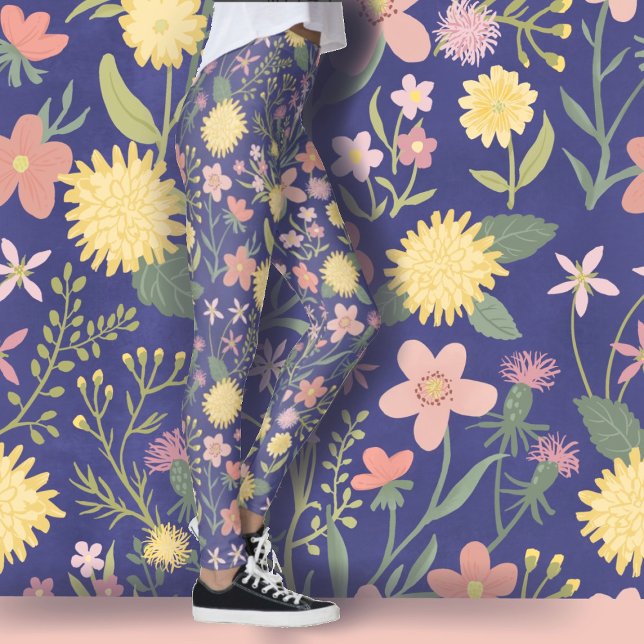 floral leggings flowers pink lovely summer blooms (Creator Uploaded)
