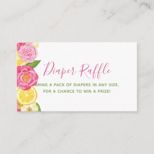 Floral Lemon Baby Shower Diaper Raffle Ticket Enclosure Card