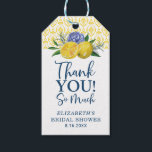 Floral Lemon Bridal Shower Thank You Gift Tag<br><div class="desc">A beautiful lemon bridal shower invitation with lemons and blue and white Italian Mediterranean tile. Personalise it for your bridal shower. Designed for you by blackberry Boulevard.</div>