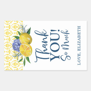 Floral Lemon Bridal Shower Thank You  Rectangular Sticker